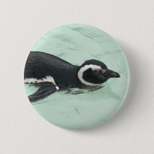 Bóton Redondo 5.08cm Pin redondo do pinguim da natação (Frente)