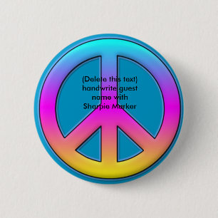 Bóton Redondo 5.08cm Pin RETRO Peace Favors for 60s hippy Party (Favor