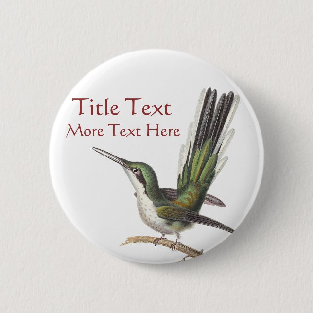 Bóton Redondo 5.08cm Pin verde customizável do colibri/botão (Frente)