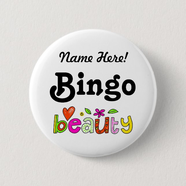 Bóton Redondo 5.08cm Pinback Personalizado de Bingo Bingo Beauty (Frente)