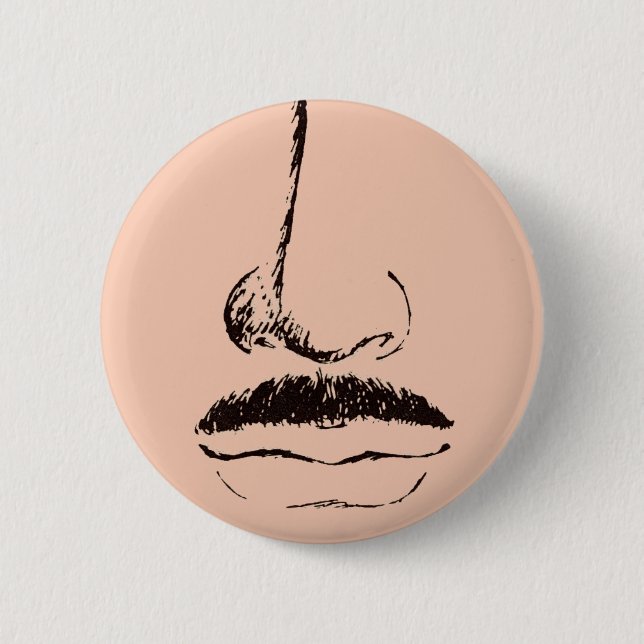 Bóton Redondo 5.08cm Pinback surrealista do bigode (Frente)
