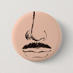 Bóton Redondo 5.08cm Pinback surrealista do bigode