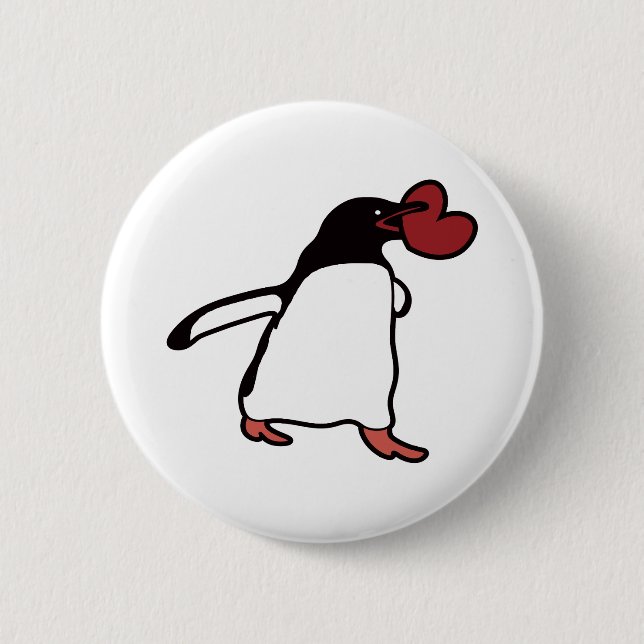 Bóton Redondo 5.08cm Pinguim com coração (Frente)