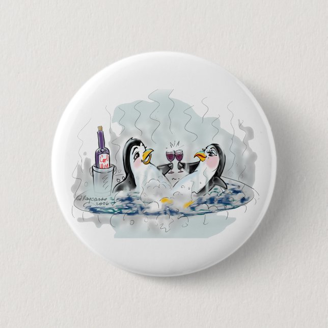 Bóton Redondo 5.08cm Pinguim da banheira de hidromassagem (Frente)