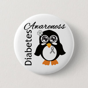 Bóton Redondo 5.08cm Pinguim da consciência do diabetes