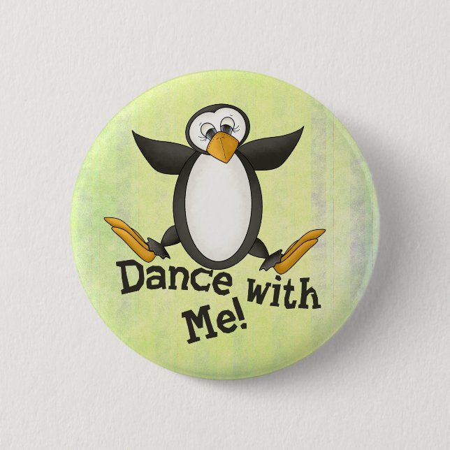 Bóton Redondo 5.08cm Pinguim da dança (Frente)