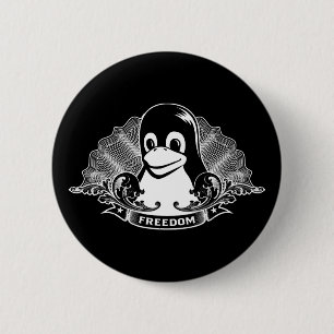 Bóton Redondo 5.08cm Pinguim de Tux - (Linux, Open Source, Copyleft,