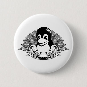 Bóton Redondo 5.08cm Pinguim de Tux - (Linux, Open Source, Copyleft,
