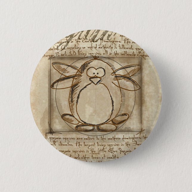 Bóton Redondo 5.08cm Pinguim de Vitruvian (Frente)