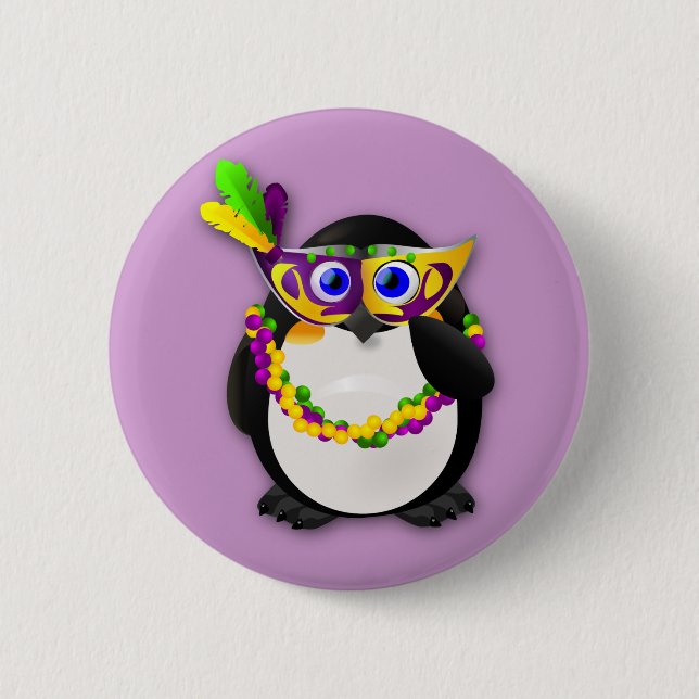 Bóton Redondo 5.08cm Pinguim do carnaval (Frente)