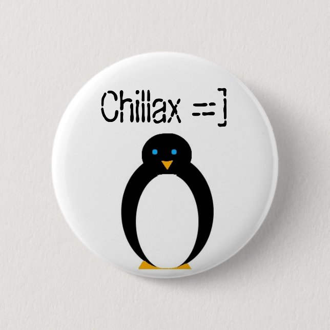 Bóton Redondo 5.08cm pinguim do chillax (Frente)