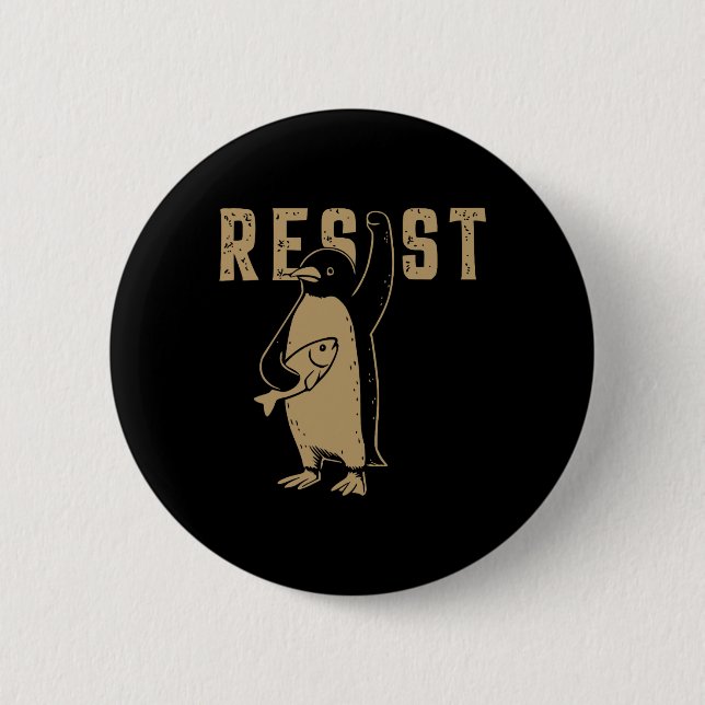Bóton Redondo 5.08cm Pinguim Engraçado Resiste Pinguins em Protesto Con (Frente)