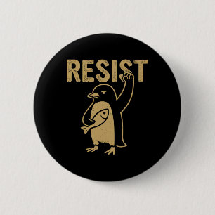 Bóton Redondo 5.08cm Pinguim Engraçado Resiste Pinguins em Protesto Con