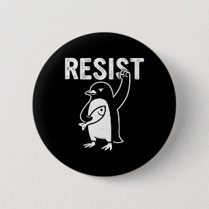 Bóton Redondo 5.08cm Pinguim Engraçado Resiste Pinguins em Protesto Con