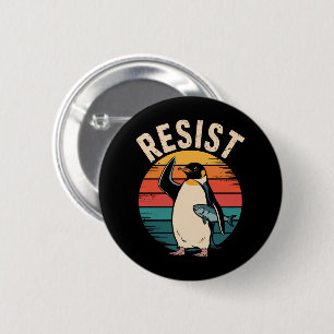 Bóton Redondo 5.08cm Pinguim Engraçado Resiste Protesto Contra Tarifas