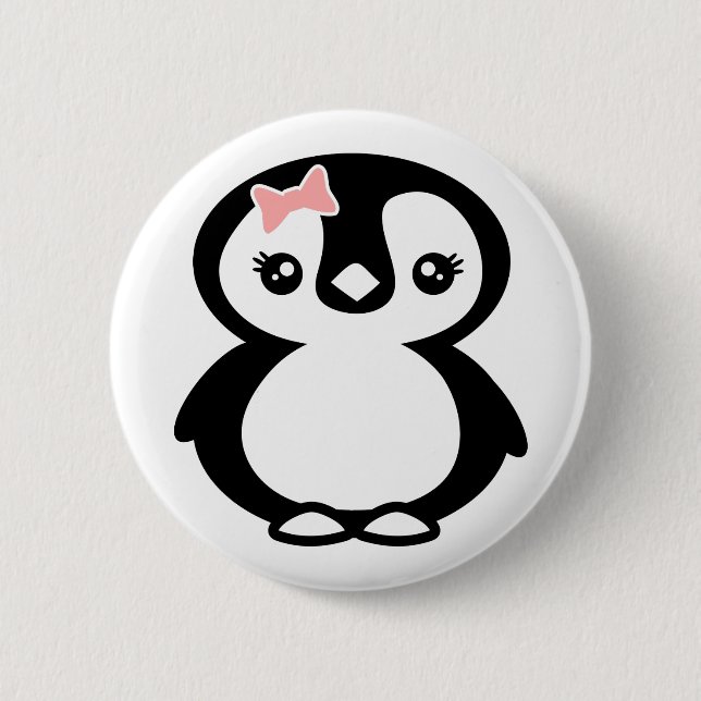 Bóton Redondo 5.08cm Pinguim Menina Fofa (Frente)