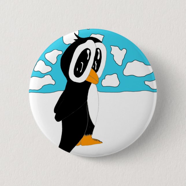 Bóton Redondo 5.08cm Pinguim solitário (Frente)