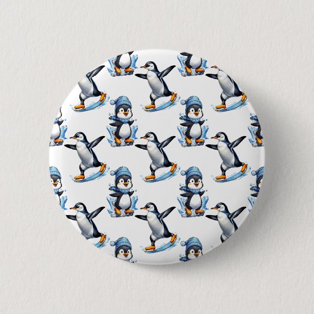 Bóton Redondo 5.08cm Pinguins - Design (Frente)