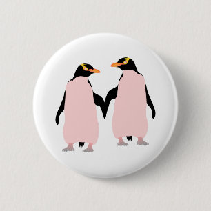 Bóton Redondo 5.08cm Pinguins Lésbicas orgulho gay com Mãos