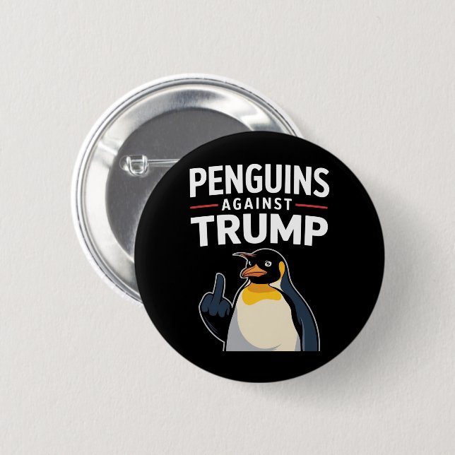 Bóton Redondo 5.08cm Pinguins Para Cima Resistem Pinguins Contra Trump (Frente & Verso)