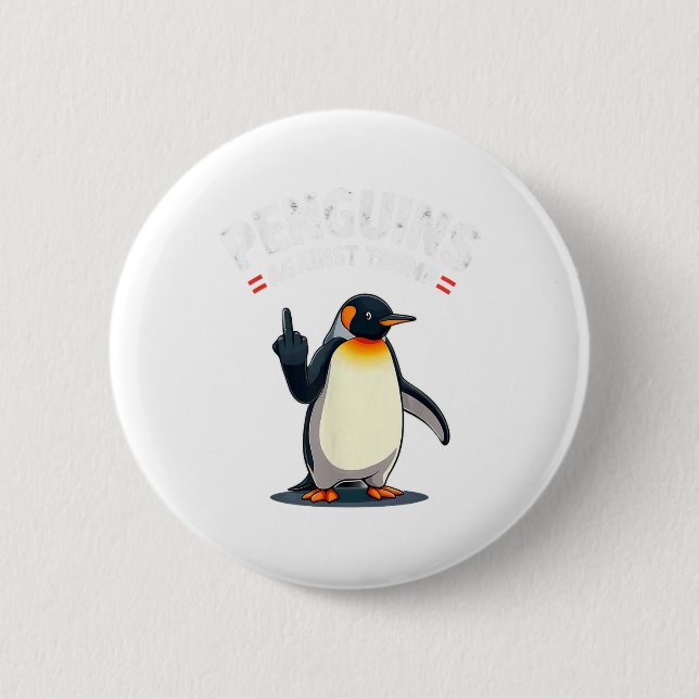 Bóton Redondo 5.08cm Pinguins Sarcásticos Contra Trump (Frente)