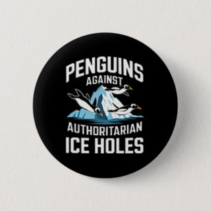 Bóton Redondo 5.08cm Pinguins Trump Contra Buracos de Gelo Autoritários