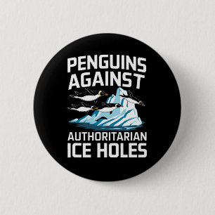 Bóton Redondo 5.08cm Pinguins Trump Contra Buracos de Gelo Autoritários