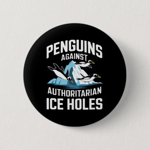 Bóton Redondo 5.08cm Pinguins Trump Contra Buracos de Gelo Autoritários