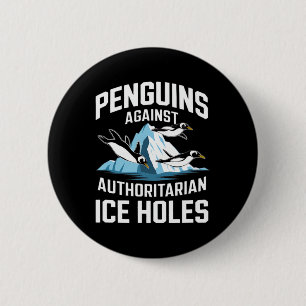 Bóton Redondo 5.08cm Pinguins Trump Contra Buracos De Gelo Autoritários