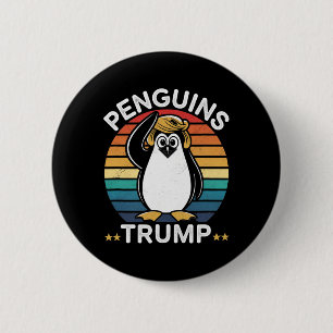 Bóton Redondo 5.08cm Pinguins Trump Engraçado Resistir Protesto Design 