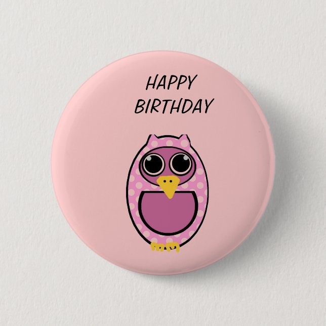 BÓTON REDONDO 5.08CM PINK BOLINHAS OWL (Frente)