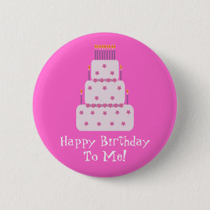 Bóton Redondo 5.08cm Pink de Bolo de Aniversário Personalizável bonit