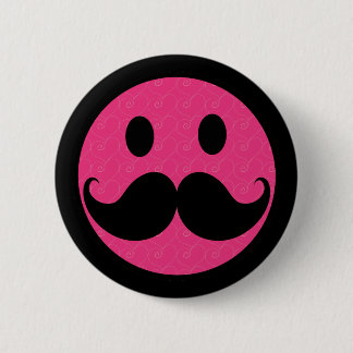 Bóton Redondo 5.08cm Pink Face Mustache Bigode
