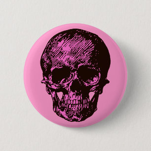 Bóton Redondo 5.08cm Pink Skull