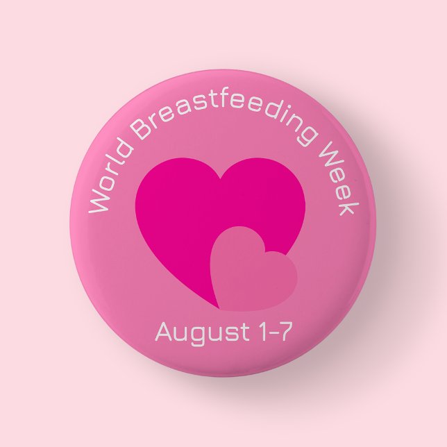 Bóton Redondo 5.08cm Pink World Breastfeeding Week Button (World Breasrfeeding Week)