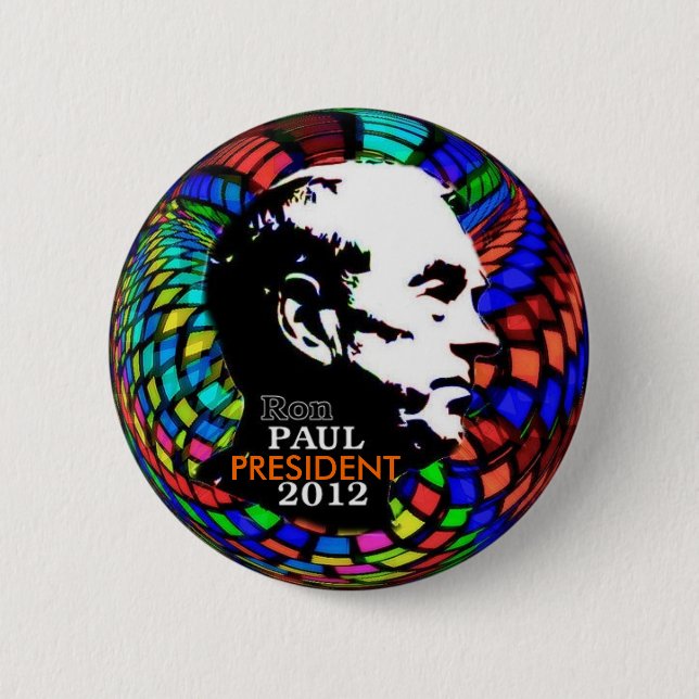 Bóton Redondo 5.08cm Pino 2012 psicadélico de Ron Paul (Frente)