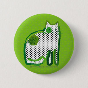 Bóton Redondo 5.08cm "pino digital da pintura do gato verde"