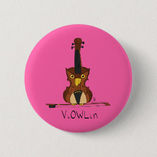 Bóton Redondo 5.08cm Pino do botão de música do ViOWLin Violin Owl