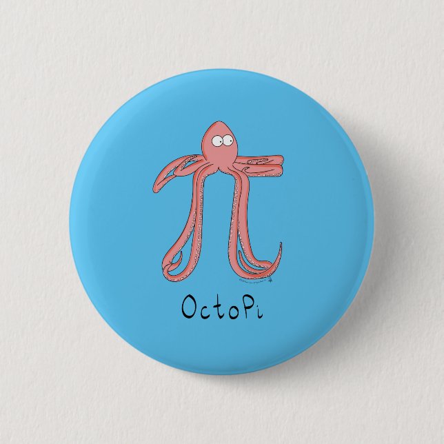 Bóton Redondo 5.08cm Pino do Botão do Octopus Math Pi Day (Frente)