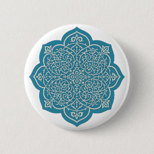 Bóton Redondo 5.08cm Pino do botão Elegante Blue Mandala - Floral Intri