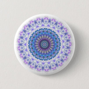 Bóton Redondo 5.08cm Pino roxo azul bonito do botão da mandala do