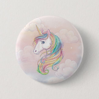 Bóton Redondo 5.08cm Pinos de favor de aniversário do Unicorn arco-íris