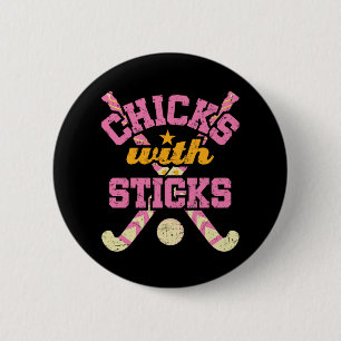 Bóton Redondo 5.08cm Pintinhos com Sticks Field Hockey Women