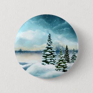 Bóton Redondo 5.08cm Pintor Cênico Winter Wonderland Watercolor