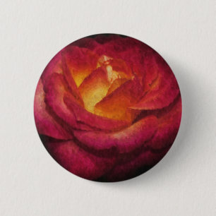 Bóton Redondo 5.08cm Pintura a óleo com Rosa de chamas