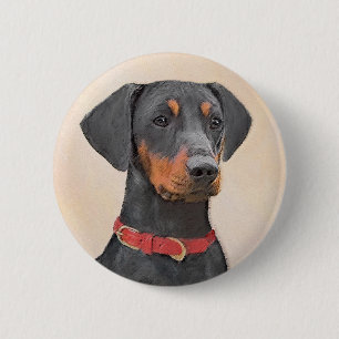 Bóton Redondo 5.08cm Pintura Alemã Pinscher Pintura Original Arte Anima
