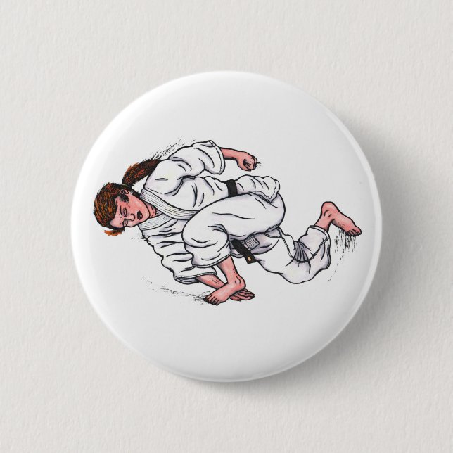 Bóton Redondo 5.08cm pintura aquosa carateira saltando e kicki (Frente)