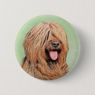 Bóton Redondo 5.08cm Pintura Briard - Arte Cachorro Original