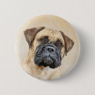 Bóton Redondo 5.08cm Pintura Bullmastiff - Arte Cachorra Original