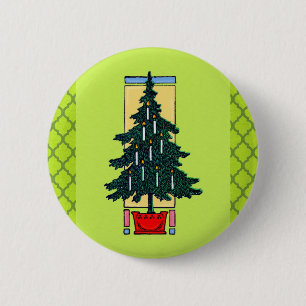 Bóton Redondo 5.08cm Pintura da árvore de Natal